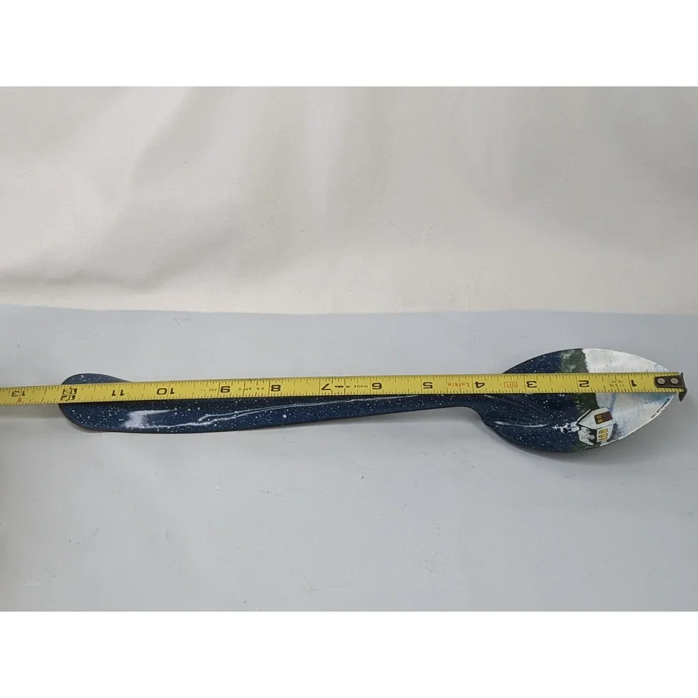 Metal Blue Spoon Painted Winter Scene 12 Inch Bill McDonald‎